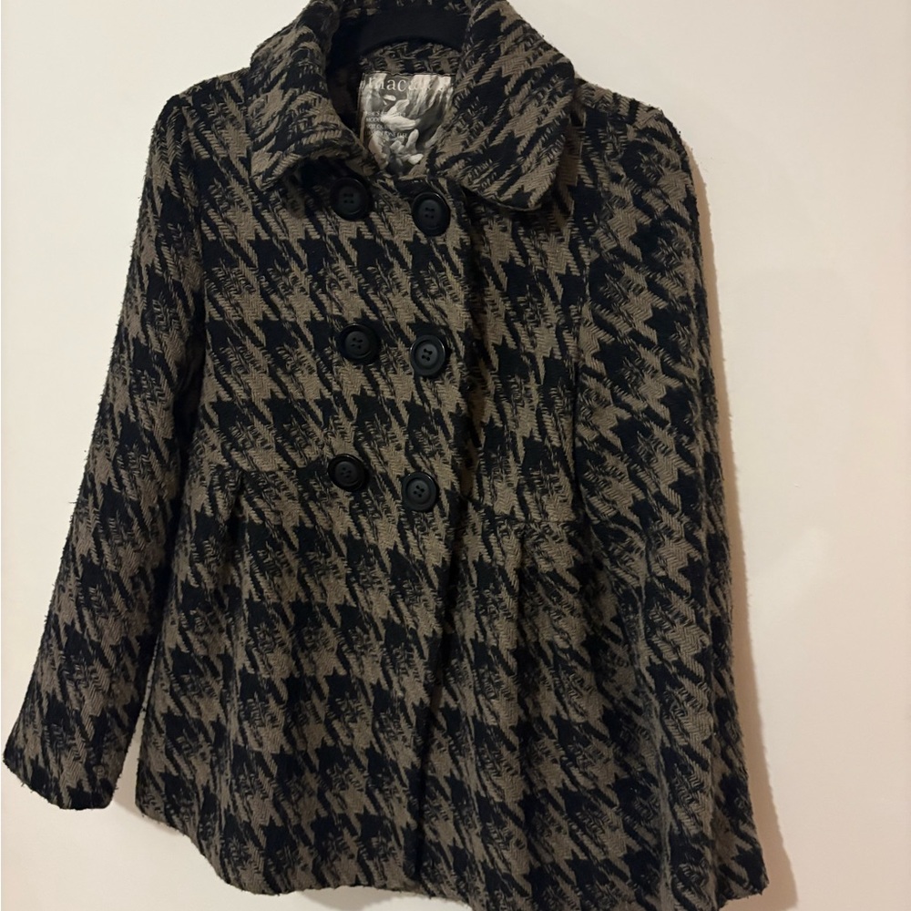 mac & jac Black and Tan Houndstooth Pea Coat